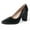 Black Vegan Suede, variant on Jolie Heels for Women - Closed Pointed Toe Mid Block Heel Classic Pumps