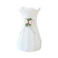 thumbnail image 2 of Plastic Flower Vase Faux Rattan Texture Lightweight Waterproof Decorative Accent for Bedroom Living Room Kitchen Indoor Outdoor Use, 2 of 7