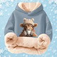 thumbnail image 2 of Byoo Tween Boy Lined Hooded Sweatshirt Classic Cute Cow Printing Full Sleeve Unisex Hoodie Kids Winter Pullover Top,Light Blue, 2 of 5