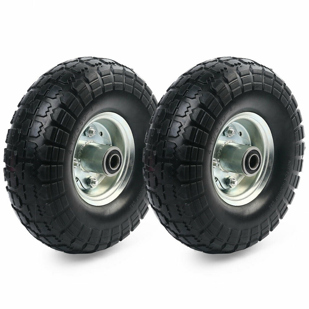 New 2 x10" Solid Rubber Tyre Wheel Sack Truck Trolley Cart Flats Pneumatic UK 