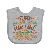Inktastic Turkey, Gravy, Beans, Rolls, Casserole Boys or Girls Baby Bib