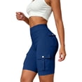 thumbnail image 6 of UDAUDU Womens High Waisted Shorts Workout Stretchy 2026 Summer Tummy Control Yoga Pants with Multi Cargo Pockets Butt Lifting Leggings Navy XL, 6 of 6