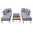 thumbnail image 6 of Glavbiku Modern 6 Seater Patio Sectional Sofa Set with Square Coffee Table Set for Garden, Beige, 6 of 14