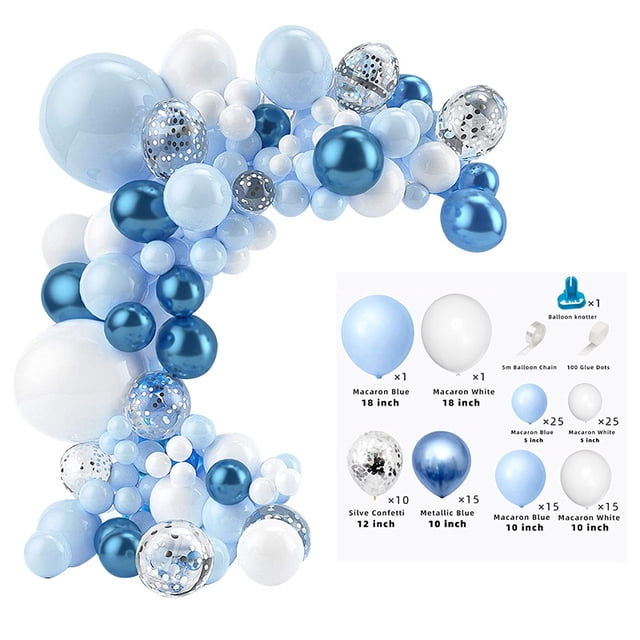 Conjunto de cadena de globos de macarrón azul de 18 pulgadas, globos decorativos con tema de fiesta de cumpleaños