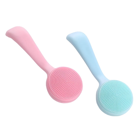 RAGUPEL 2Pcs Soft Silicone Facial Cleansing Brush, Gentle Exfoliating Face Scrubber, Ergonomic Handheld Pore Cleaner for Blackheads, Spa, Travel, and Daily Skincare