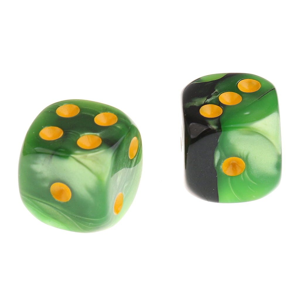 50pcs Round Corner Dice Green Black Six Sided D6 Dies 12mm for Card Game RPG 