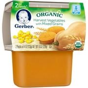 Gerber 2nd Foods Organic Harvest Vegetables with Mixed Grains 2-4 oz. Packs