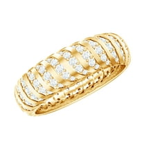 Rosec Jewels Certified Moissanite Wide Wedding Band - Moissanite Band for Women - D-VS1 Quality - with Jewelry Box, 18K Yellow Gold, US 9.00