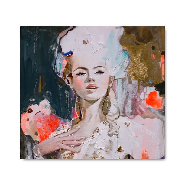 Cuadro Decorativo Maxigráfica Shop Mujer con Toques Dorados Tipo Pintura Canvas Moderno Estilo Abstracto Listo para Colgar