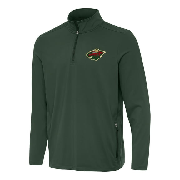 Men's Antigua Hunter Green Minnesota Wild Perilous Quarter-Zip Sweatshirt