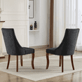 thumbnail image 3 of Tcbosik 2 Pack Upholstered Chairs, Mid Century Modern Dining Chair with Wood Legs, Armless Chair for Living Room, Kitchen, Black & Brown, 3 of 11