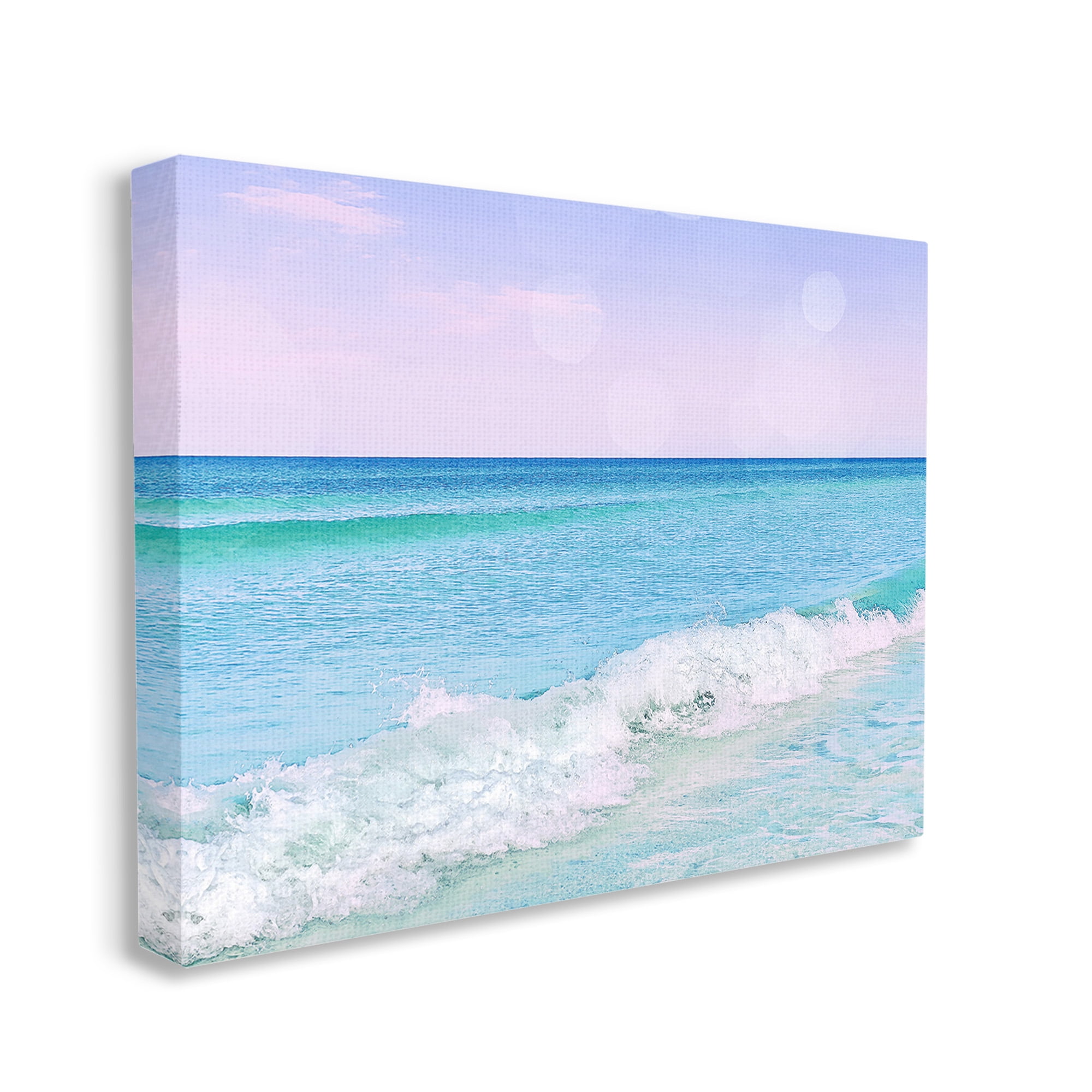 Stupell Industries Beach with Pastel Sky Landscape Painting Gallery Wrapped Canvas Art Print Wall Art, 20 x 16