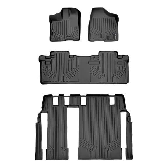 SMARTLINER 3 Rows Custom Fit Floor Liners Compatible with 2011 - 2012 Toyota Sienna 8 Passenger