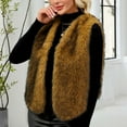 thumbnail image 5 of Hueook Faux Fur Jacket Womens Ladies Warm Faux Furry Coat Jacket Winter Solid V-neck Sleeveless Outerwear Yellow XL, 5 of 7