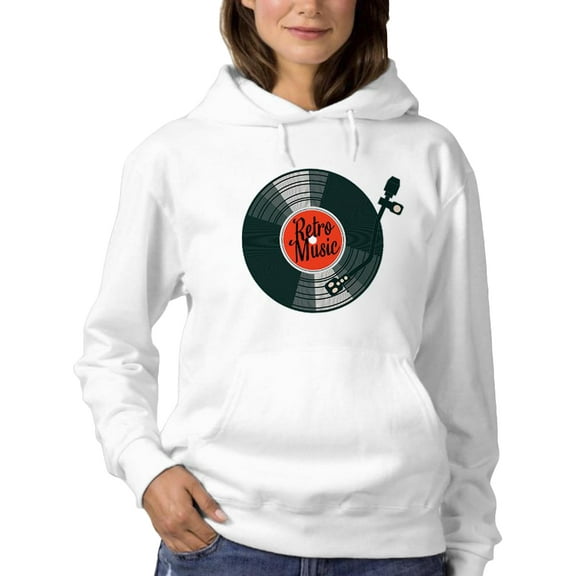 Retro Music Vinyl Hoodie Women -SPIdeals Designs, Female Large