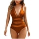 thumbnail image 2 of Trajes de baño de una pieza para mujer, traje de baño de bikini con tirantes y espalda descubierta de color liso para mujer, 2 of 3
