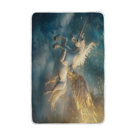 Wobogo Starry Sky Pegasus Flannel Fleece Bed Blanket as Bedspread Coverlet Sofa Blankets (90x60in) Soft Lightweight Warm and Cozy