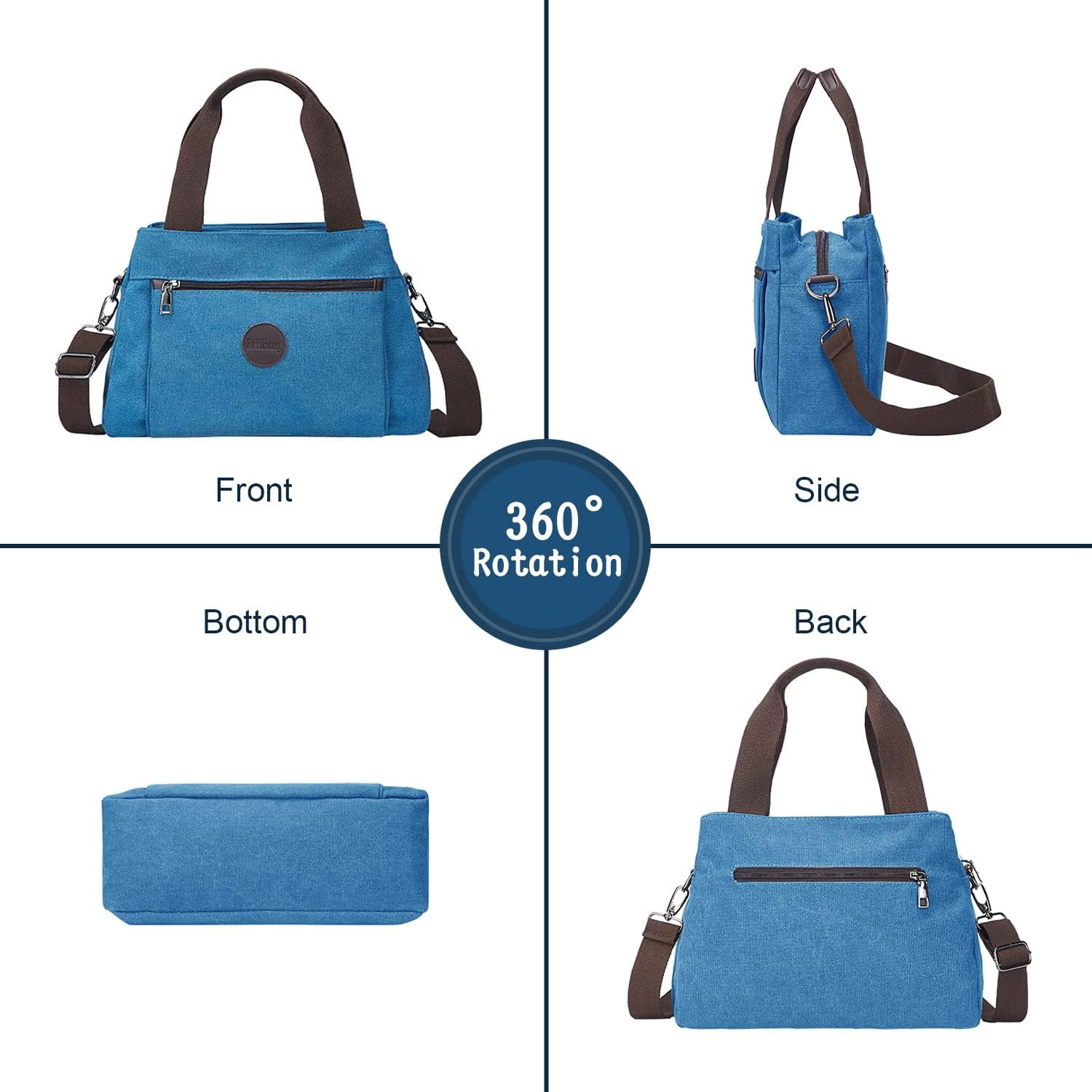 Women's Vintage Canvas Hobo Handbags Work Shoulder Crossbody Bag Tote Purses Multi-pocket Handbags