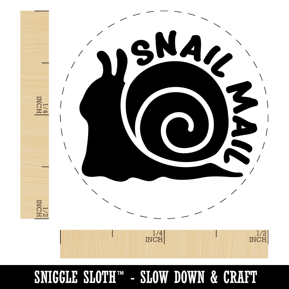 Snail Mail Self-Inking Rubber Stamp Ink Stamper - Blue Ink - Mini 1/2 Inch