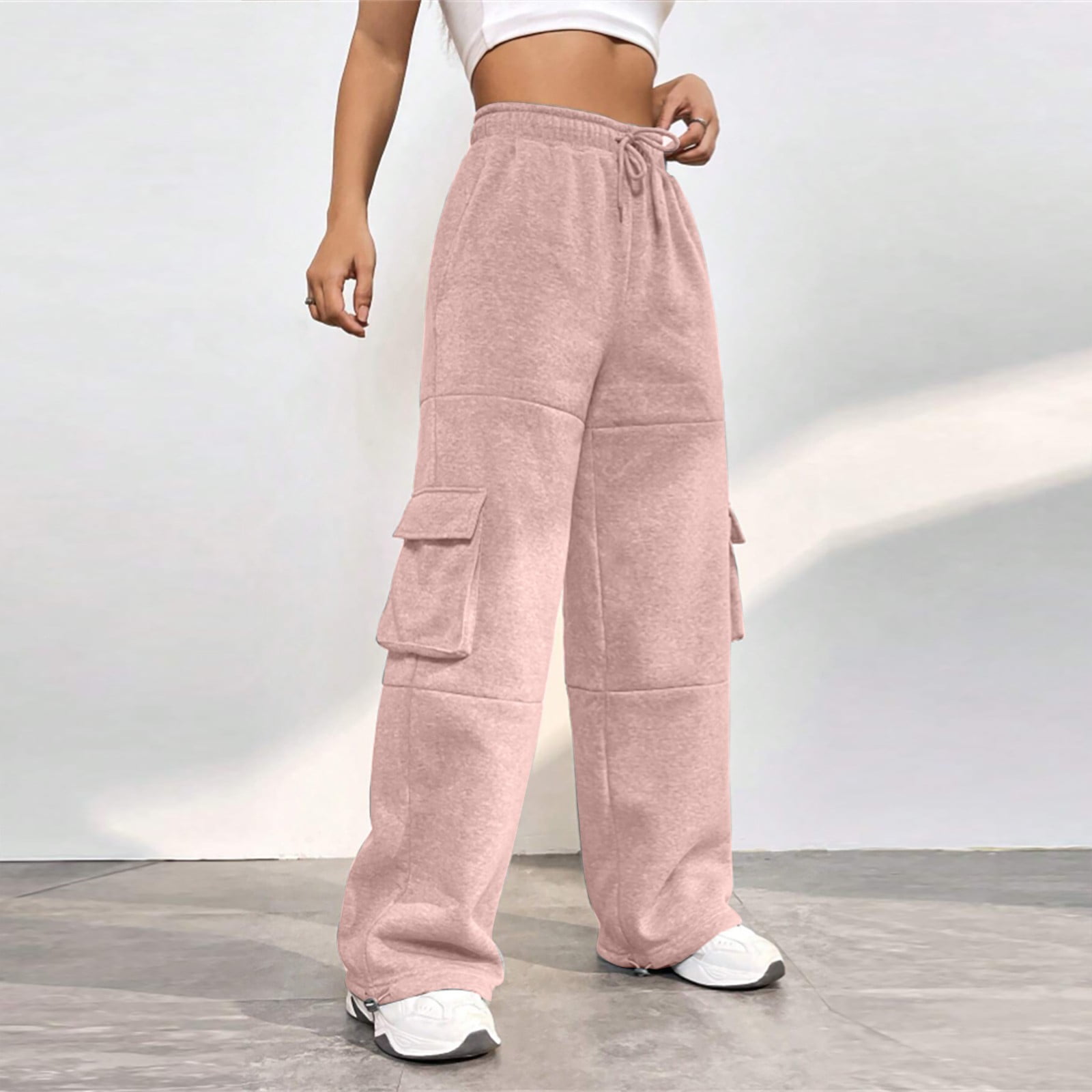 Susanny Petite Sweatpants for Women Elastic Ankle Cinch Bottom Drawstring  High Waisted with Pockets Straight Leg Sweat Pants Fall Cotton Baggy Pants  Long Trendy Jogger Pants Complexion S 