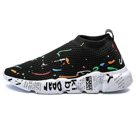 

Breathable Graffiti Couple Mesh Sneakers Athletic Lightweight Slip-on Walking Shoes for Summer 40