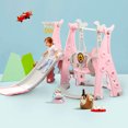 thumbnail image 4 of Ealing Slide and Swing Set for Toddlers ,Baby Swing with Safety Belt for Age 1-2,with Basketball Hoop, Indoor Outdoor 4 in 1 Toddler Playset ,Pink, 4 of 8