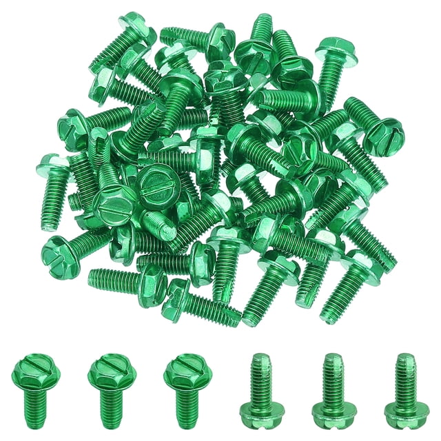 Unique Bargains 200 Pcs 10-32 x 1/2 Inch Self Tapping Ground Screw, Grounding Hex Flanged Head