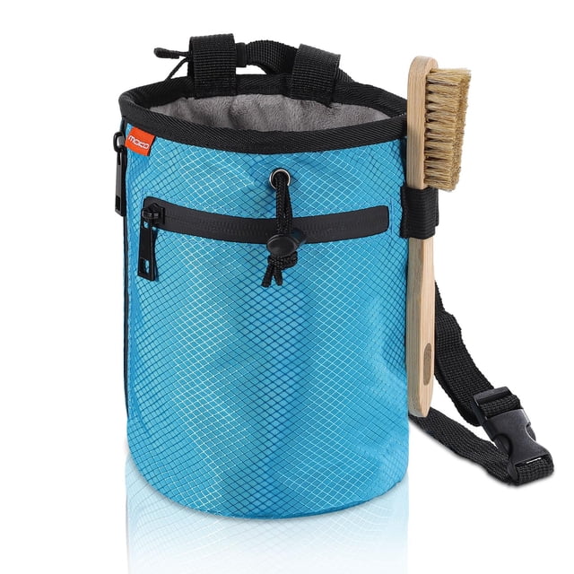 Bolsa de Magnesio para Escalada MoKo con Cepillo de Magnesio de Nylon Azul Claro