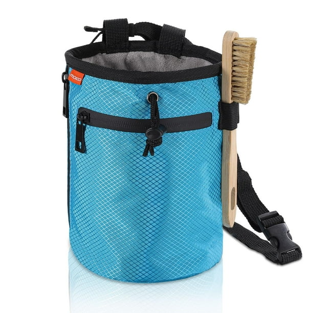 Bolsa de Magnesio para Escalada MoKo con Cepillo de Magnesio de Nylon Azul Claro