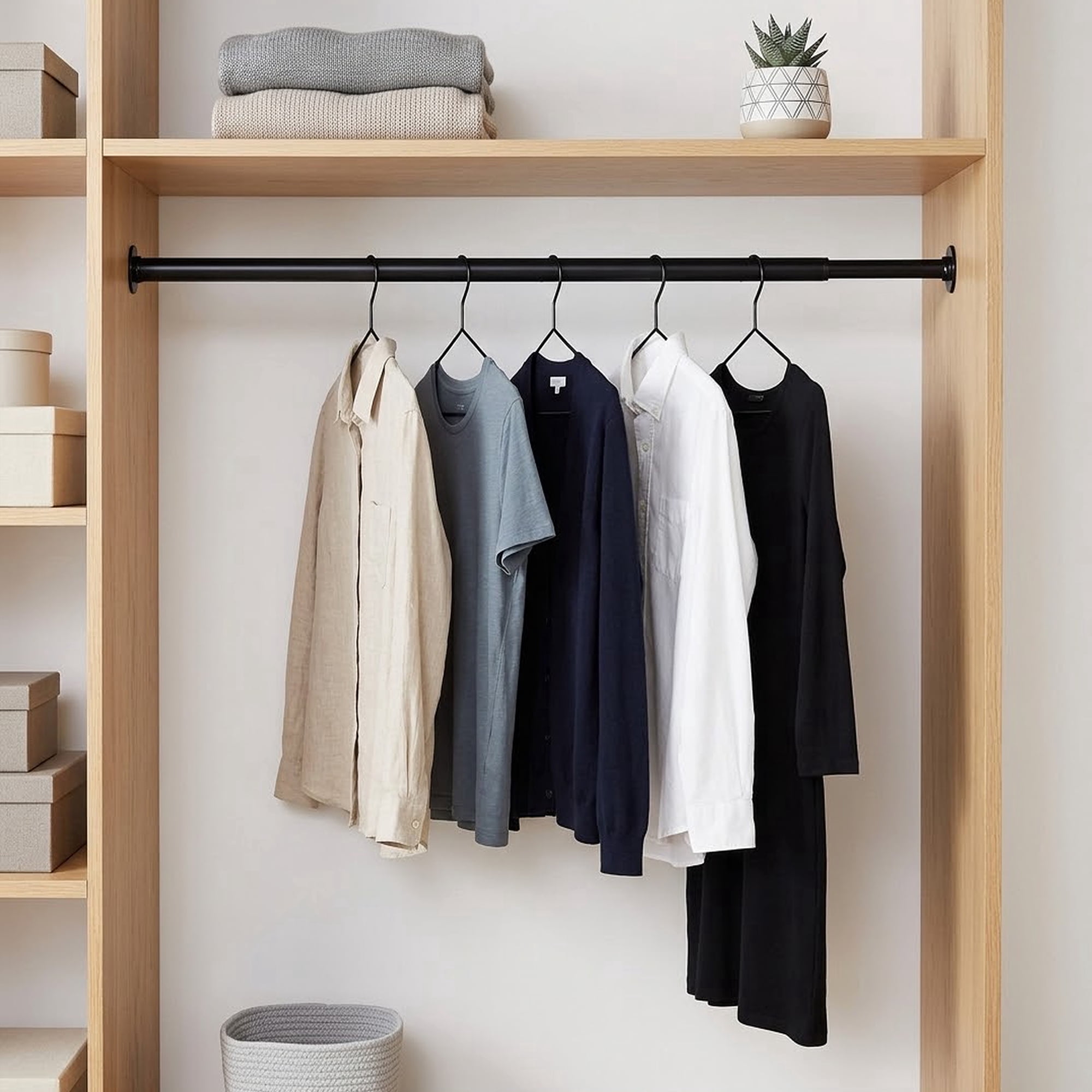 Better Homes & Gardens 33–60" Steel Adjustable Closet Rod for Adult, Black