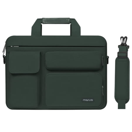 Mosiso 15 16 inch Laptop Shoulder Bag with 2 Raised&Handle&Belt Messenger Bag for MacBook&Notebook Computer Bag for Travel/Business/School/Men/Women Briefcase Case Emerald Green
