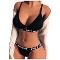 thumbnail image 5 of Xysaqa Womens Letter Print Lingerie Set, Women's 2 Piece Sportwear Sleepwear Underwear Bra and Thong Panty Sets for Women, 5 of 8