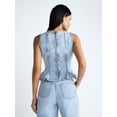 thumbnail image 3 of Devil Wears Prada Scoop Collection Women’s Peplum Hem Denim Top, Sizes 0-22W, 3 of 5