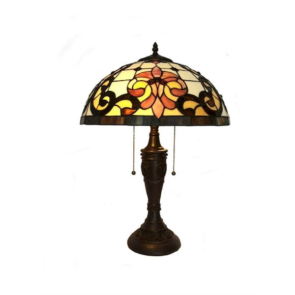 Fleur De Lys With Scroll Pattern Tiffany Style Table Lamp