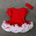 thumbnail image 5 of Douhoow Baby Girl Christmas Dress, Red Santa Xmas Tree Print Tulle Short Dress, 5 of 9