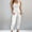 White 20, variant on Karymi Blouses for Women 2-Piece Casual Outfit, Crew Neck Sleeveless Tank Top Elastic Drawstring Waist Jogger Pants with Pockets, Linen Blend Set 3/4 Length Sleeve Womens Tops