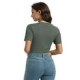 thumbnail image 7 of Women's Crew Neck Ribbed Fitted Shirt Basic Short Sleeves Summer T Shirt Tops, 7 of 7