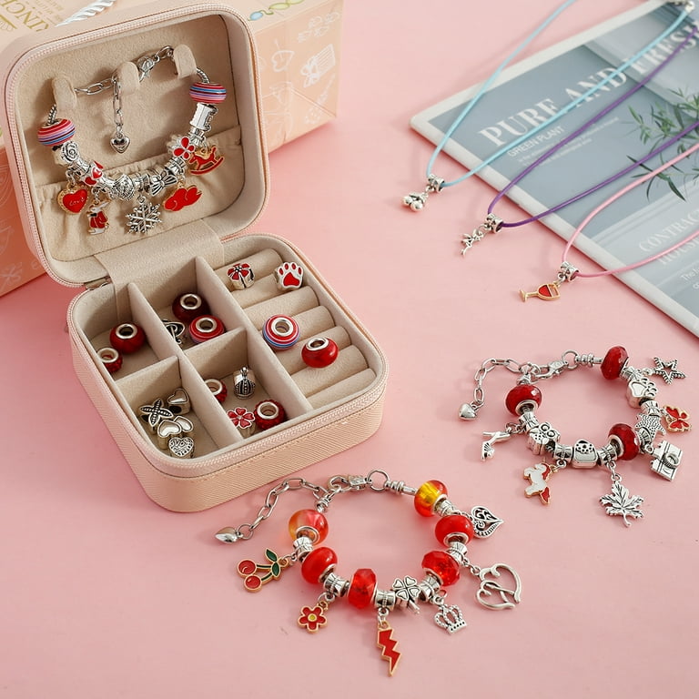 Evjurcn 66Pcs Bangle Bracelet Making Kit DIY Jewelry Making Kit Charm  Bracelet Making Kit Including Beads Pendants Ropes Bracelets Art Craft Gift  for