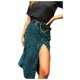 thumbnail image 1 of Falda sexy para mujer Cintura alta Estampado de leopardo Adelgazamiento Hendidura Nalgas Falda acampanada Wmkox8yi FGJ596, 1 of 4