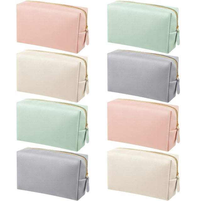 Bolsa de maquillaje Dunzy, 8 unidades, de piel sintética, impermeable