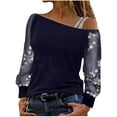 thumbnail image 2 of Blouses pour Femmes, Mode Féminine Imprimé Floral Décontracté Manches Longues Col Asymétrique Blouses, 2 of 5