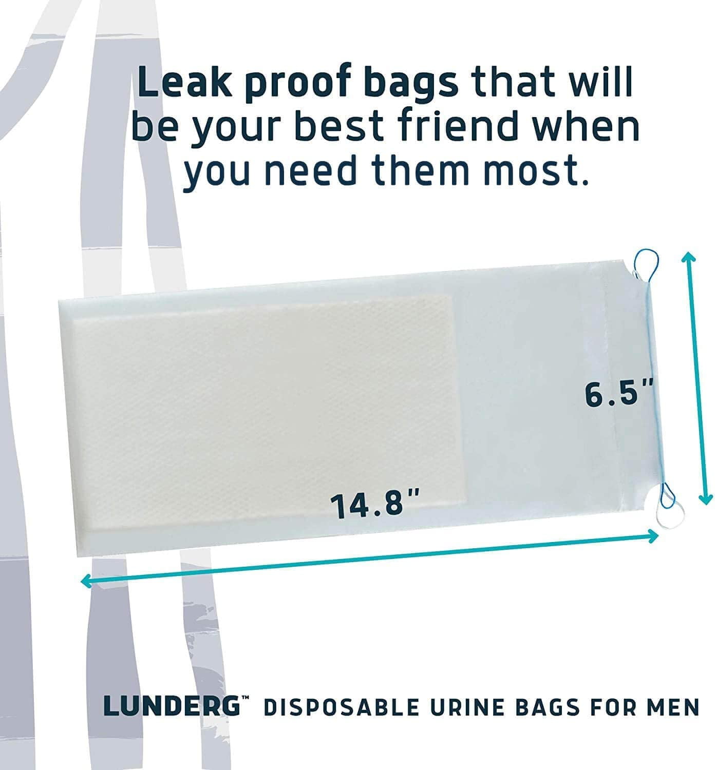 Lunderg Disposable Urine Bags for Men with Super Absorbent Pad - Value Pack 40 Count - Disposable & Portable - For travel, Car Pee Bag or Pocket Toilet for Emergency & Camping. Help Yourself Anywhere