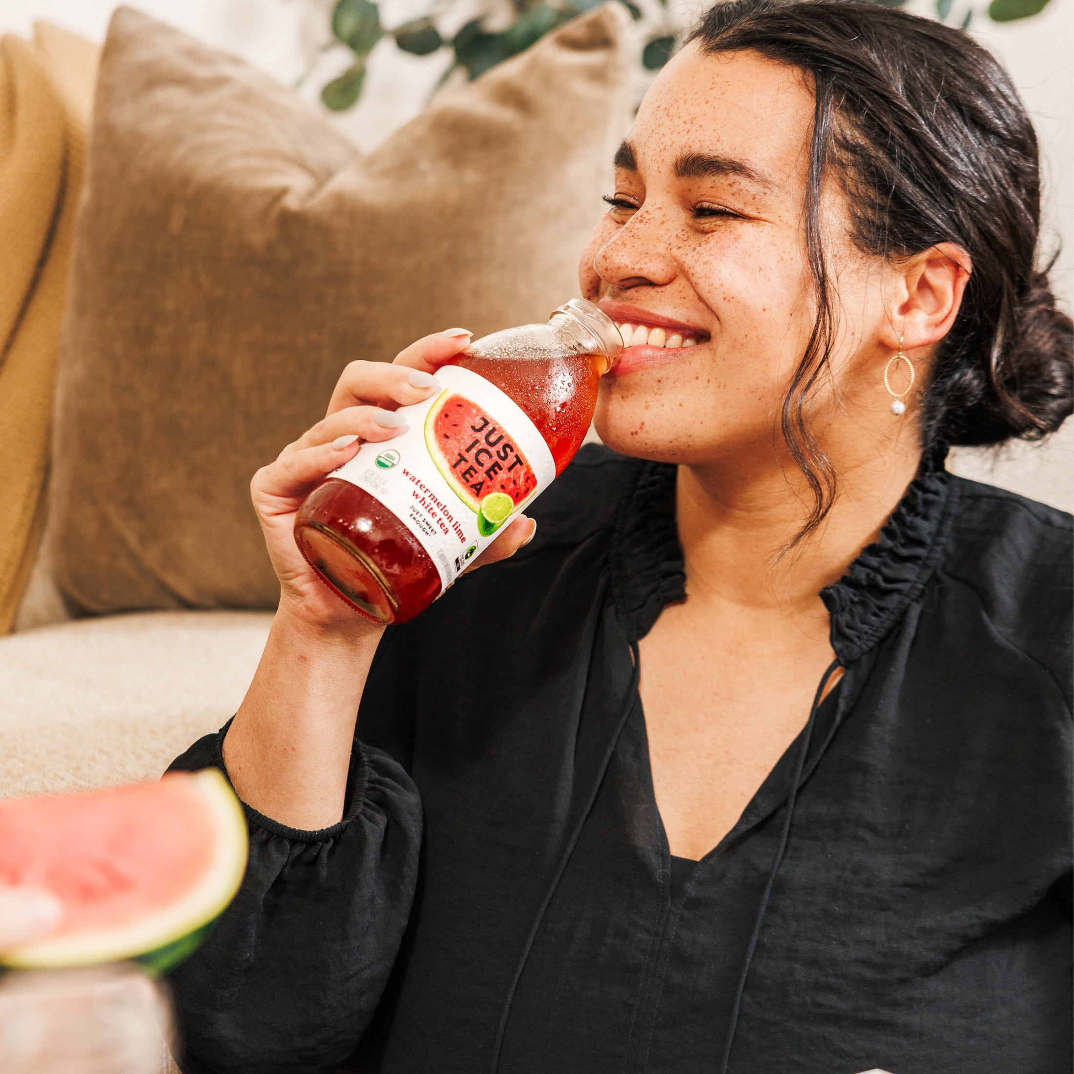 Just Ice Tea Watermelon Lime White Tea 16 fl oz glass