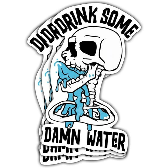 Drink Some Damn Water Sticker, Skull Skeleton Hydrate or Diedrate Die-Cut, Drink Water Stickers, Drink Reminder Sticker, Funny Skeleton Stickers for Laptop Bottle Phone Car Helmet 3"x3" (3x3inch)