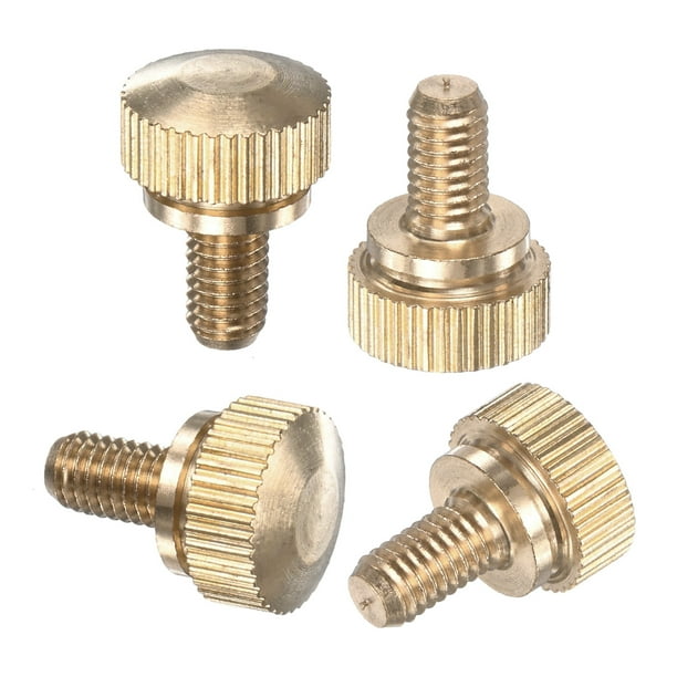 Uxcell 4-Pack Tornillos de Mariposa Estriados, M5x8mm Perillas de Cabeza Plana de Latón con Sujetadores de Agarre de Hombro