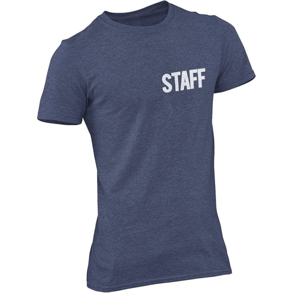 Men's Staff Short Sleeve T-Shirt BB, Chest Print, Heather Denim, Medium