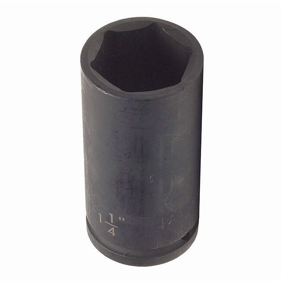 WESTWARD 1/2 in Drive Impact Socket, Deep Socket, Black Oxide, Steel,1 1/4 in
