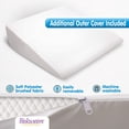 thumbnail image 4 of Relax Home Life 7.5 Inch Bed Wedge Pillow for Acid Reflux, 1.5 Inch Memory Foam Top with Bamboo Cover, 24" W x 20" L x 10" H, White, 4 of 7