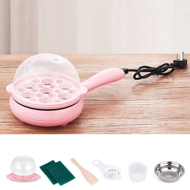 Multifuncional 2 en 1 Huevo Cocina Antiadherente Huevo Sartén Hervidor de Huevo Automático Apagado Huevo Caldera Máquina para el Hogar Dormitorio Rosa