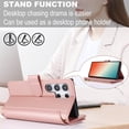 thumbnail image 2 of Compatible With Samsung Galaxy S22 Ultra Wallet Case with Card Holder Kickstand Double Magnetic Clasp Zipper Pocket Lanyard Strap Wristlet, Leather Flip Case Women Men Wallet Cover,Rosegold, 2 of 14